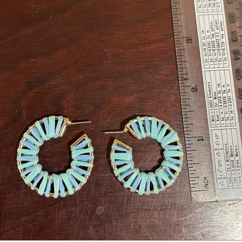 Blue Raffia Hoops - Picture 2 of 2